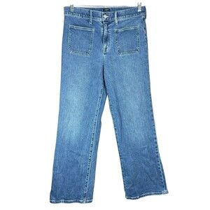 J.Crew Colette Sailor Pocket Wide Leg Jeans‎ Size 29 High Rise Blue Denim